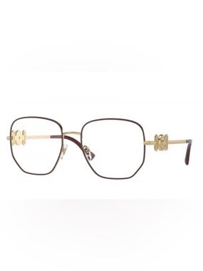Versace Brown and Gold Geometric Frame Glasses
